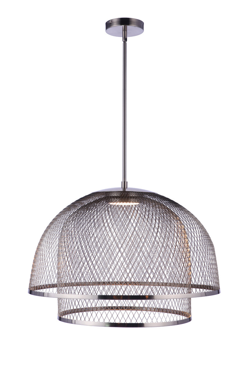 Sculptural Statement LED Pendant with Metal Mesh Double Shades by Craftmade - view 2