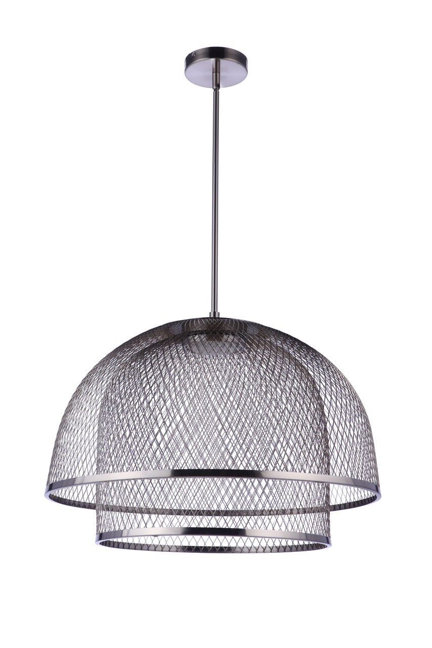 Sculptural Statement LED Pendant with Metal Mesh Double Shades by Craftmade - view 3