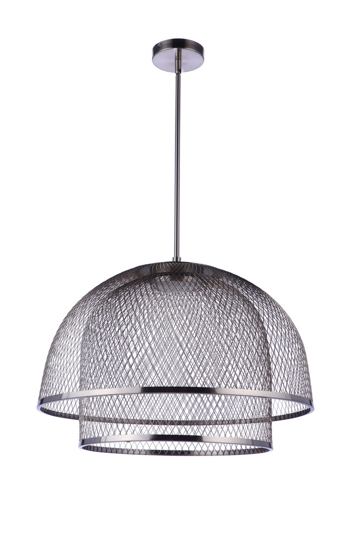 Sculptural Statement LED Pendant with Metal Mesh Double Shades by Craftmade - view 3