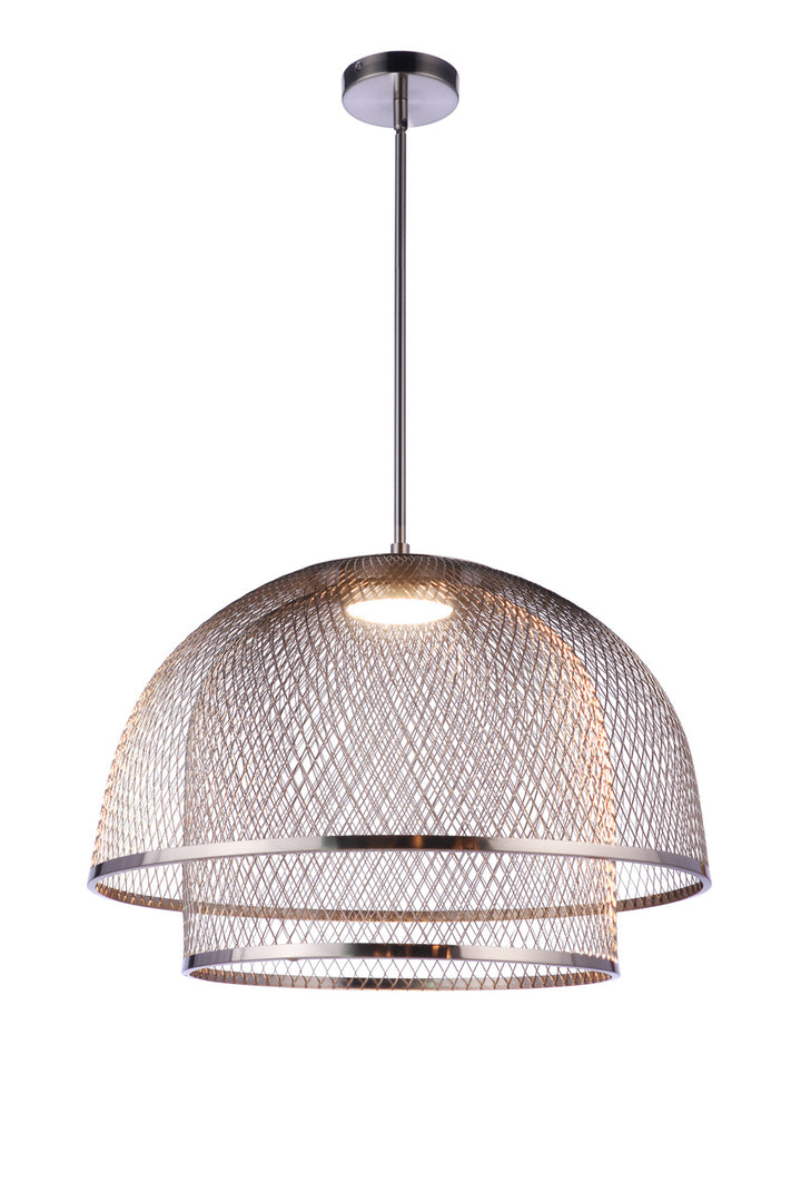 Sculptural Statement LED Pendant with Metal Mesh Double Shades by Craftmade - view 4
