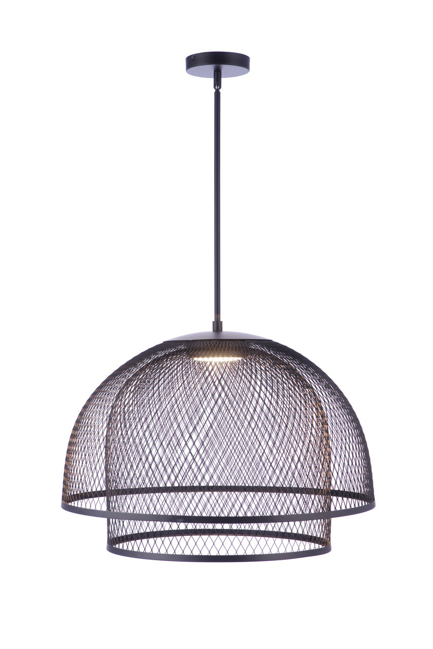 Sculptural Statement LED Pendant with Metal Mesh Double Shades by Craftmade - view 6