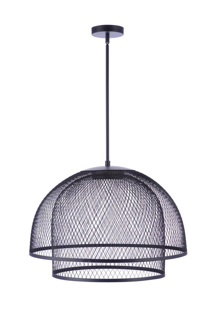 Sculptural Statement LED Pendant with Metal Mesh Double Shades in Flat Black by Craftmade