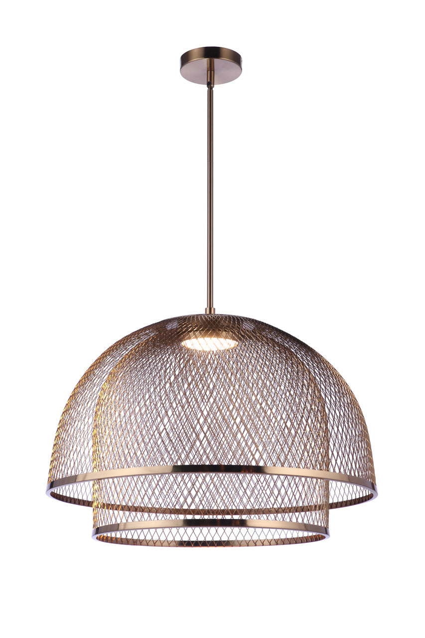 Sculptural Statement LED Pendant with Metal Mesh Double Shades by Craftmade - view 10