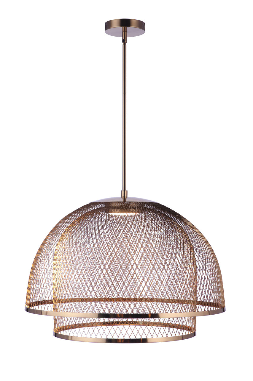 Sculptural Statement LED Pendant with Metal Mesh Double Shades by Craftmade - view 12