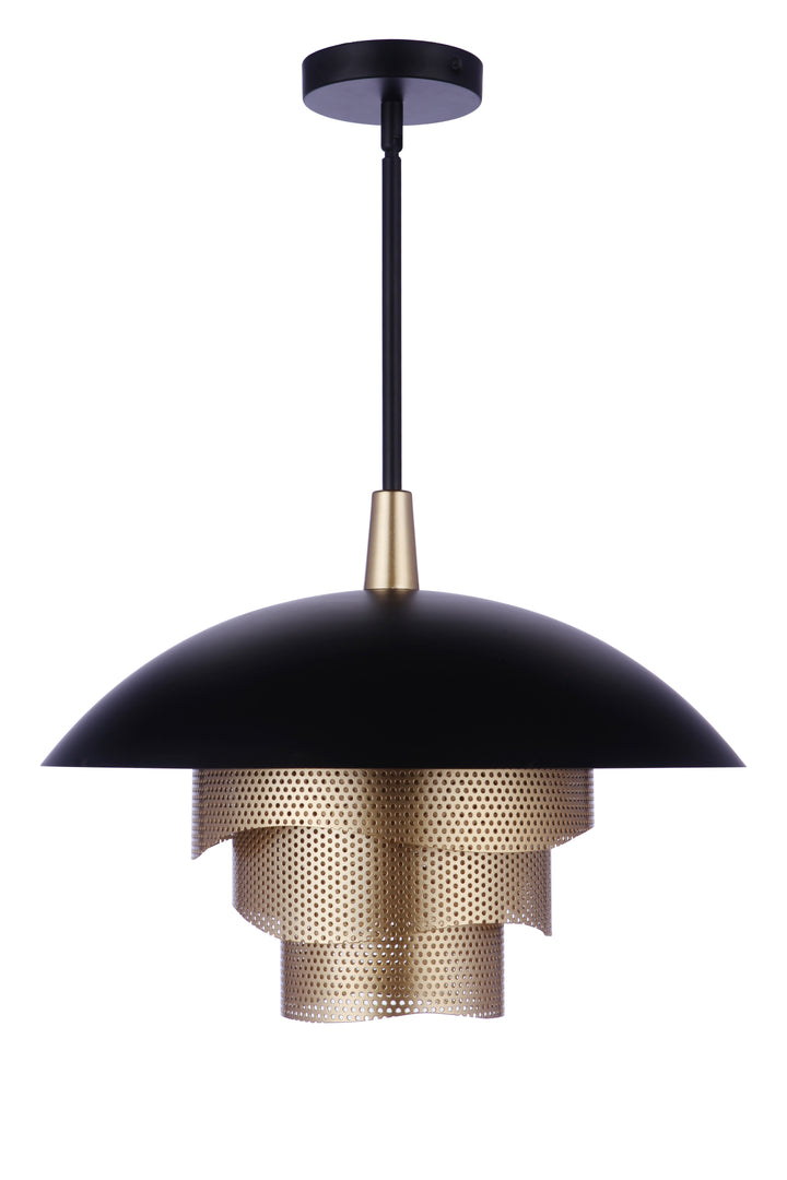 Sculptural Statement LED Dome with Mesh Tiers Pendant in Flat Black/Matte Gold by Craftmade