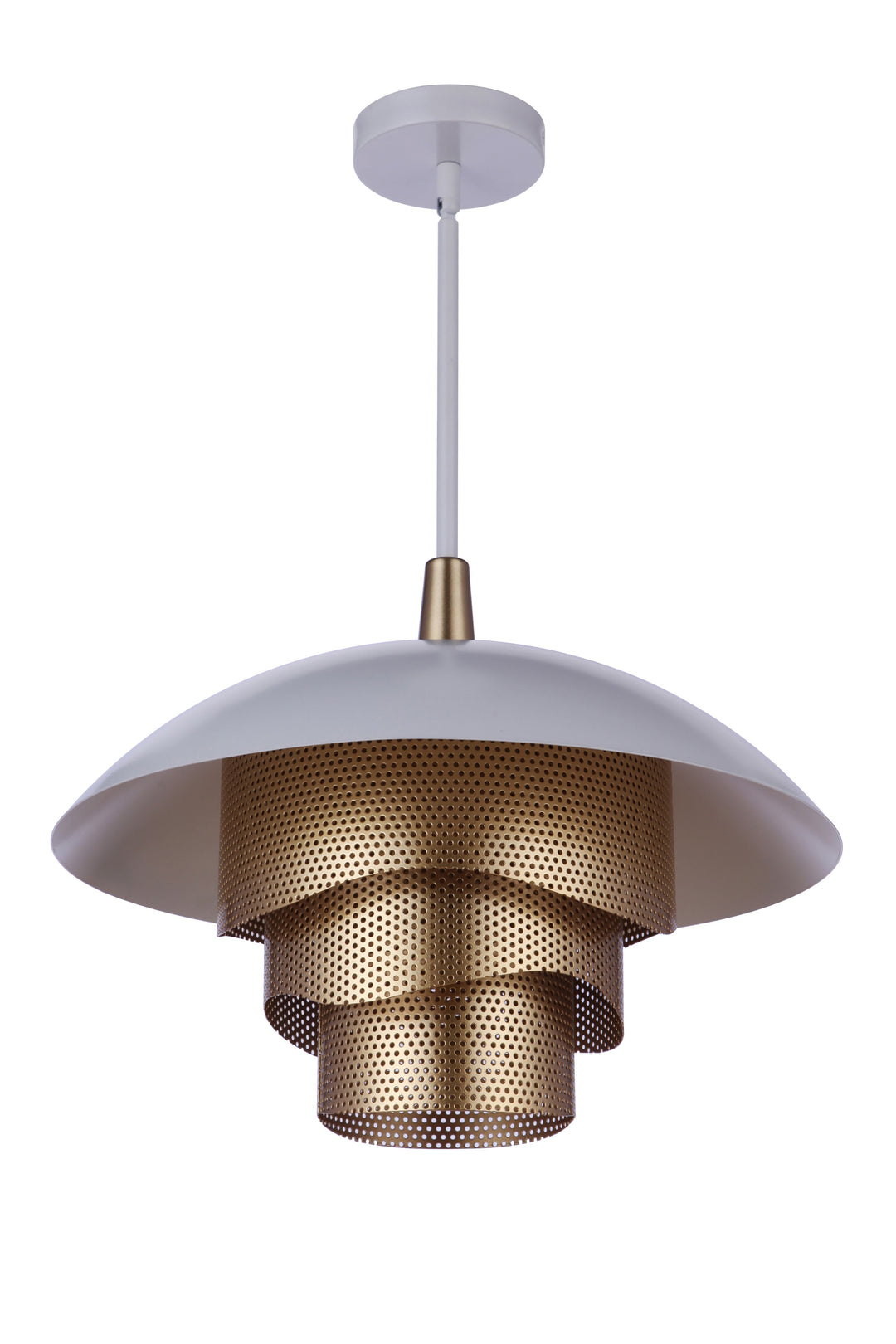 Sculptural Statement LED Dome with Mesh Tiers Pendant in Matte White/Matte Gold by Craftmade