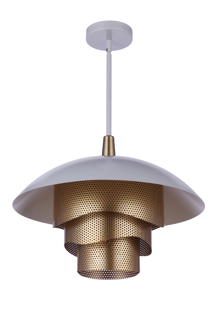 Sculptural Statement LED Dome with Mesh Tiers Pendant in Matte White/Matte Gold by Craftmade