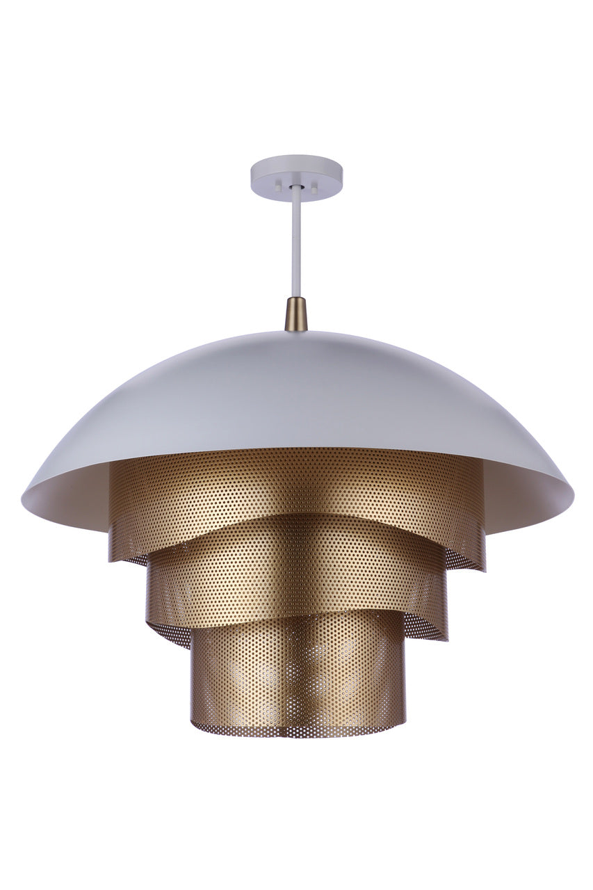 Sculptural Statement LED Dome with Mesh Tiers Pendant in Matte White/Matte Gold by Craftmade