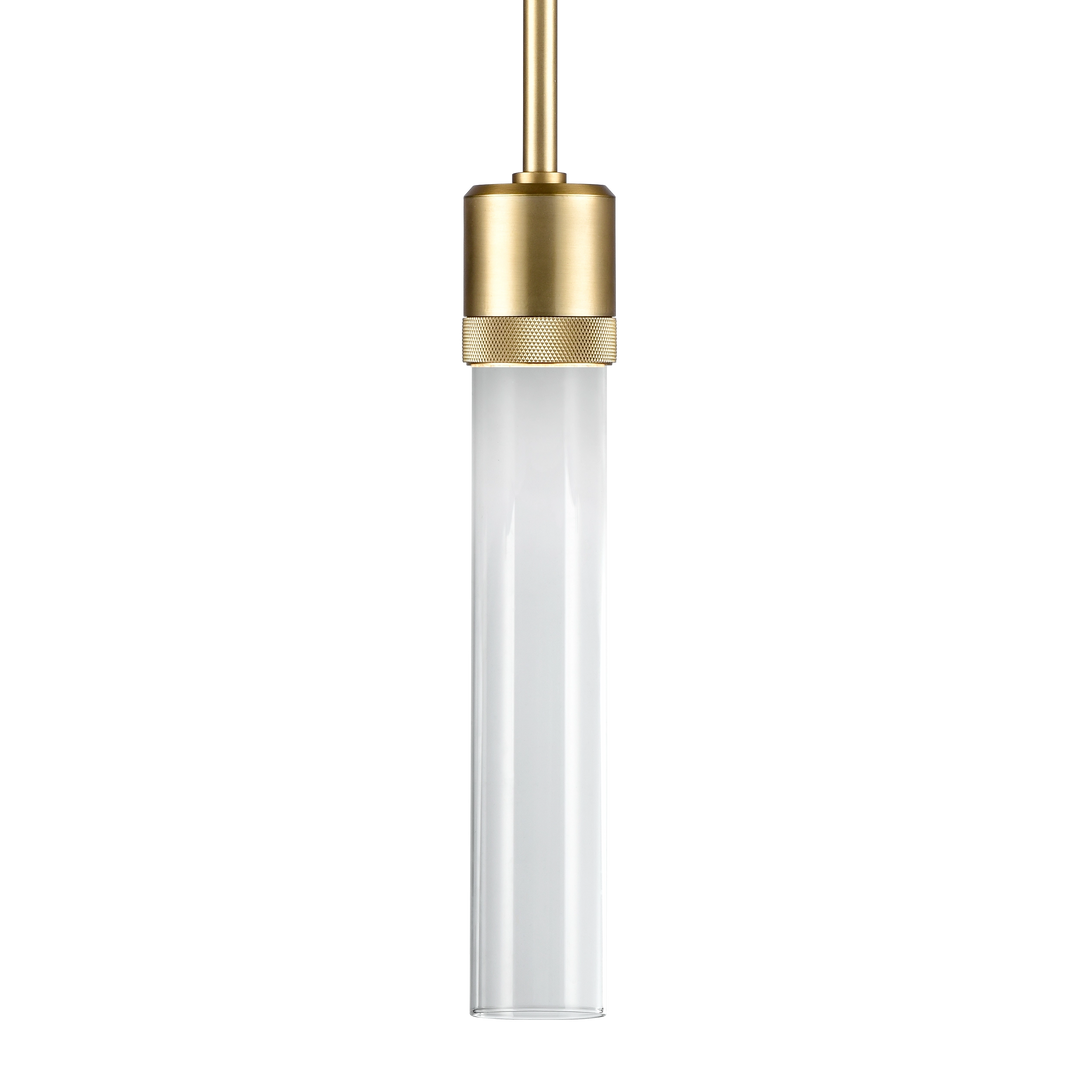 Zigrina Diamond Knurled LED Glass Pendant in Aged Brass by Zeev