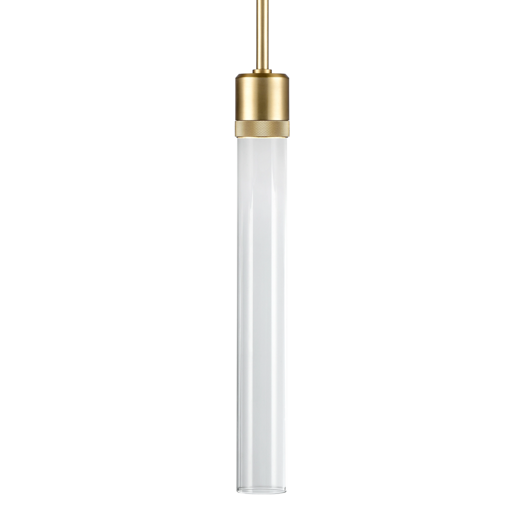 Zigrina Diamond Knurled LED Glass Pendant in Aged Brass by Zeev