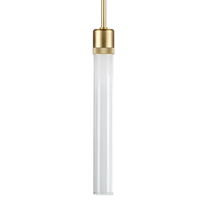 Zigrina Diamond Knurled LED Glass Pendant in Aged Brass by Zeev