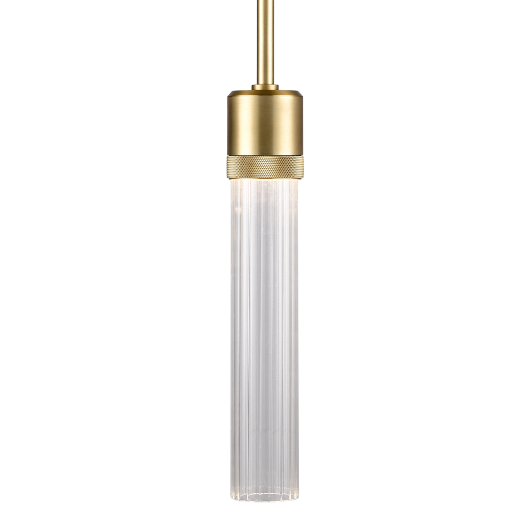 Zigrina Diamond Knurled LED Glass Pendant in Aged Brass by Zeev