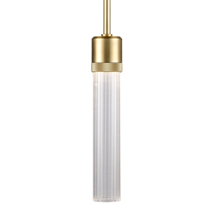 Zigrina Diamond Knurled LED Glass Pendant in Aged Brass by Zeev