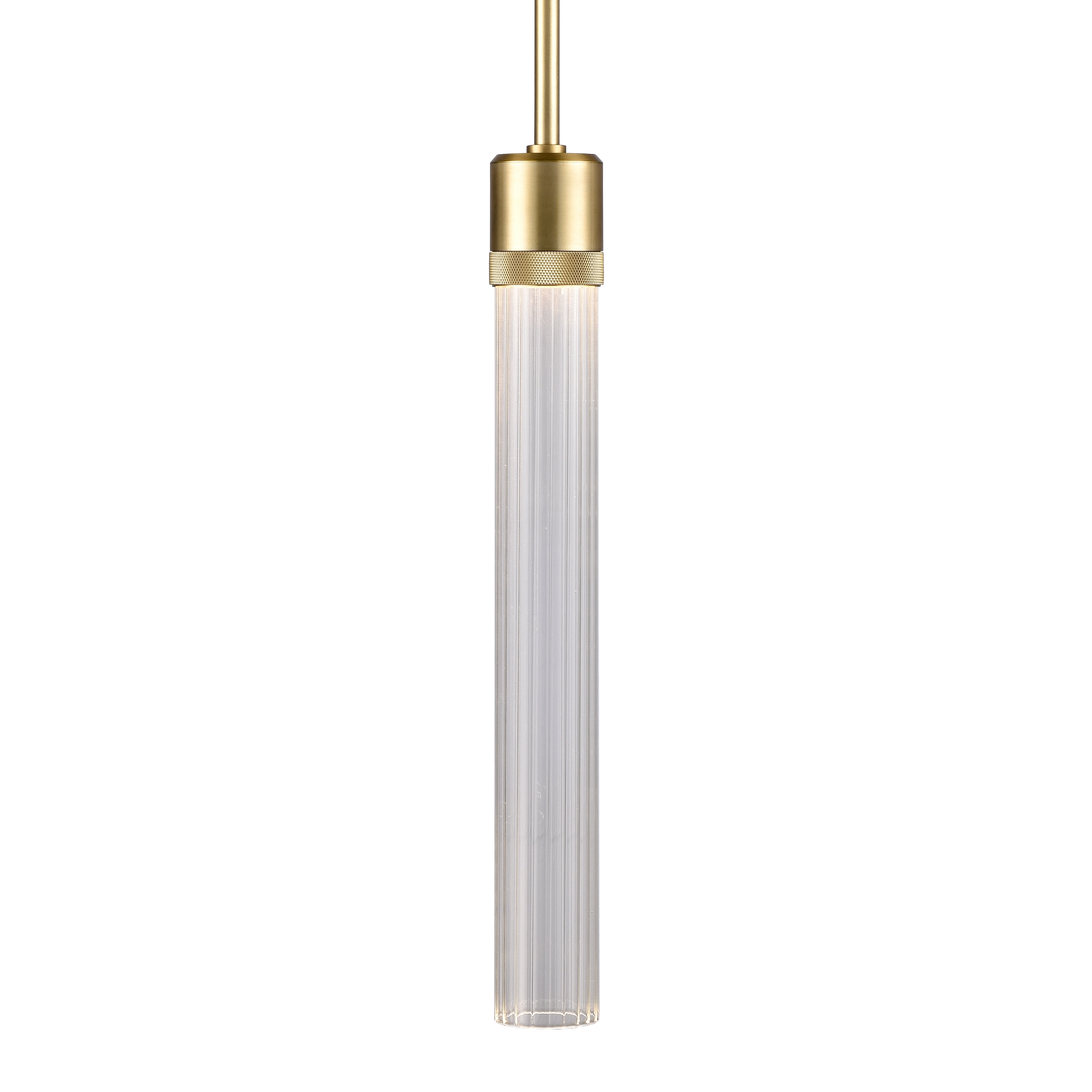 Zigrina Diamond Knurled LED Glass Pendant in Aged Brass by Zeev