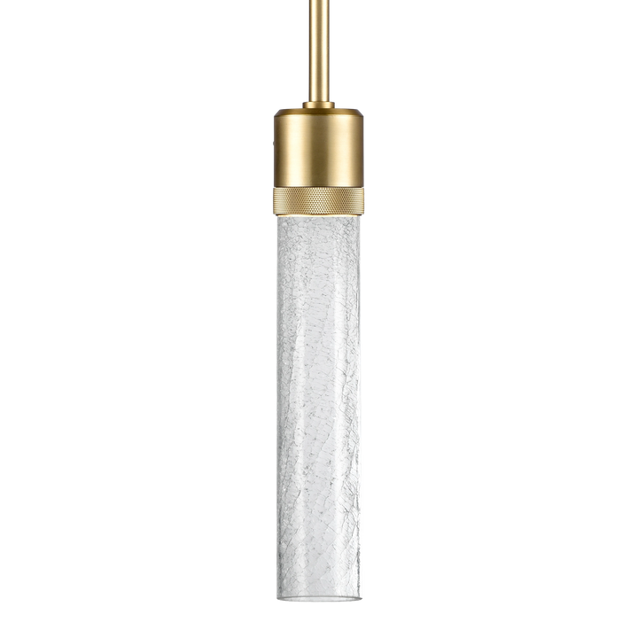 Zigrina Diamond Knurled LED Glass Pendant in Aged Brass by Zeev