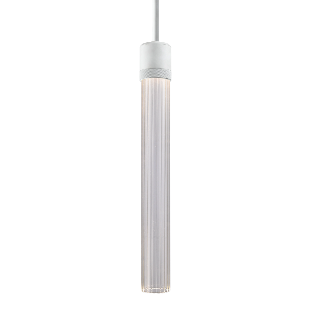 Zigrina Diamond Knurled LED Glass Pendant in Matte White by Zeev