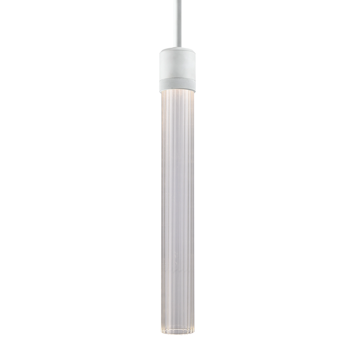 Zigrina Diamond Knurled LED Glass Pendant in Matte White by Zeev