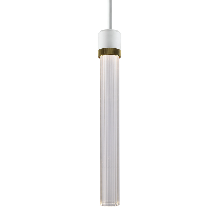 Zigrina Diamond Knurled LED Glass Pendant in Matte White by Zeev
