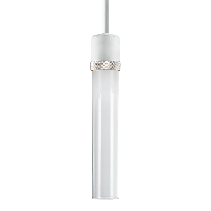 Zigrina Diamond Knurled LED Glass Pendant in Matte White by Zeev