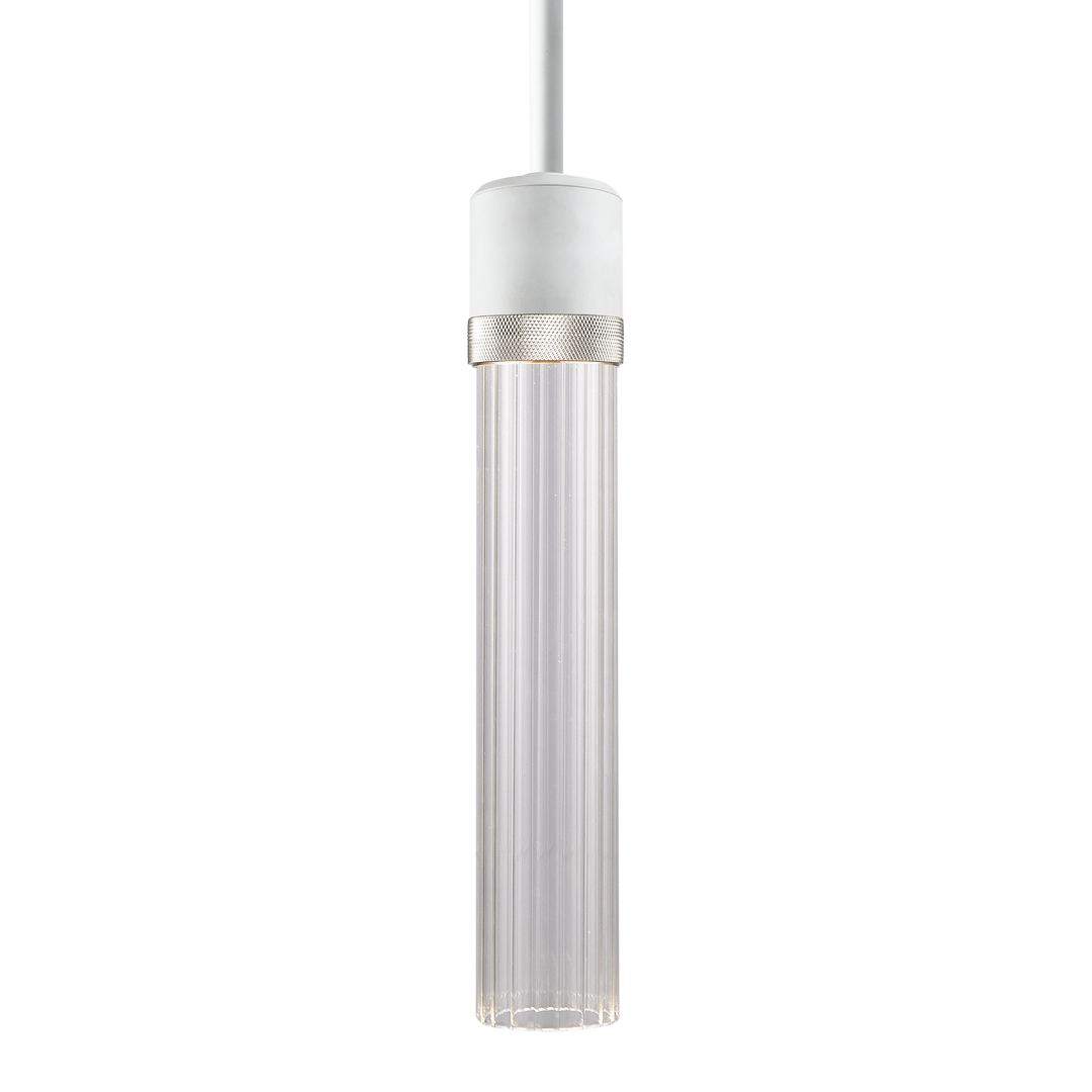 Zigrina Diamond Knurled LED Glass Pendant in Matte White by Zeev