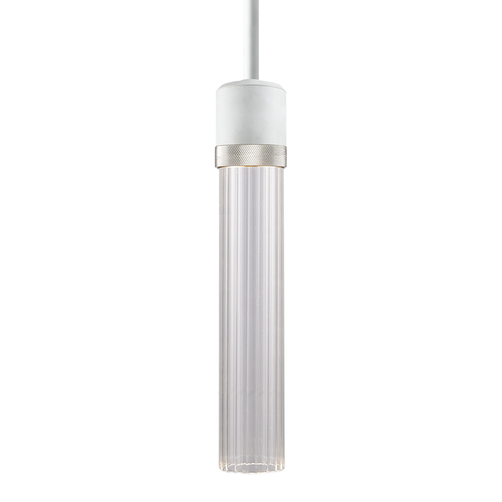 Zigrina Diamond Knurled LED Glass Pendant in Matte White by Zeev