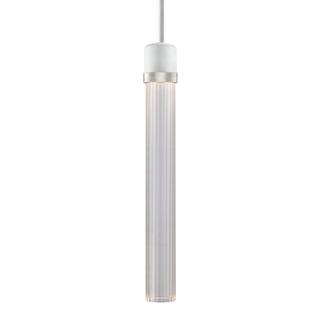 Zigrina Diamond Knurled LED Glass Pendant in Matte White by Zeev