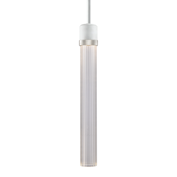 Zigrina Diamond Knurled LED Glass Pendant in Matte White by Zeev