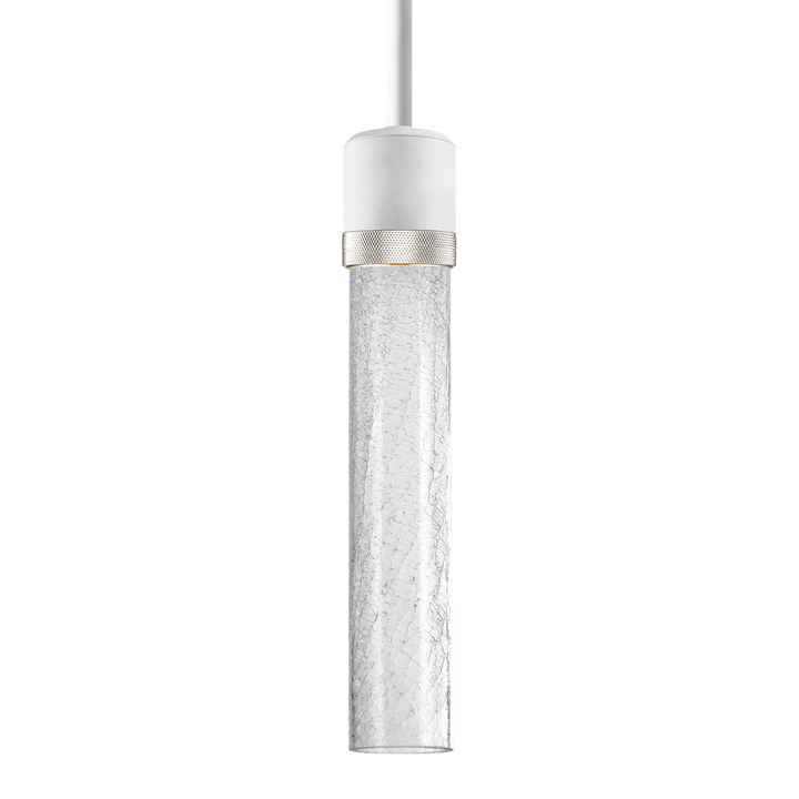 Zigrina Diamond Knurled LED Glass Pendant in Matte White by Zeev