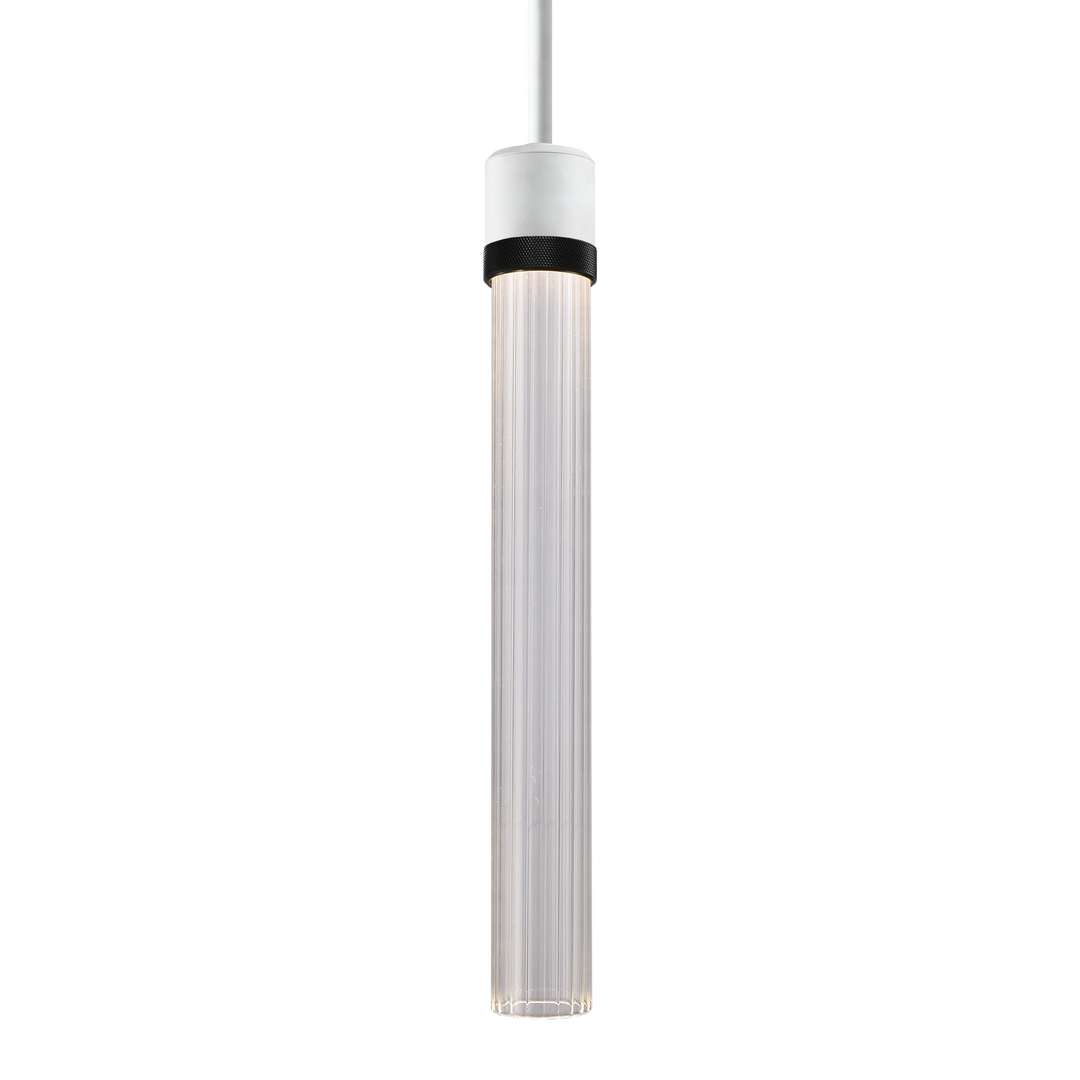 Zigrina Diamond Knurled LED Glass Pendant in Matte White by Zeev