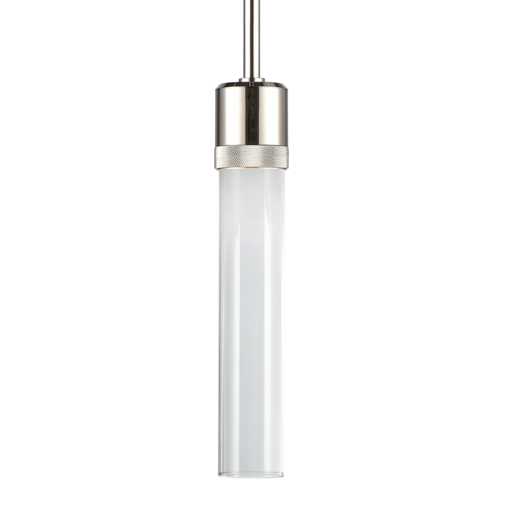 Zigrina Diamond Knurled LED Glass Pendant in Polished Nickel by Zeev