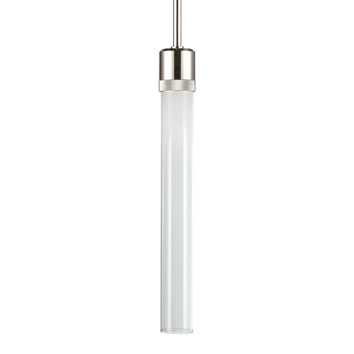 Zigrina Diamond Knurled LED Glass Pendant in Polished Nickel by Zeev