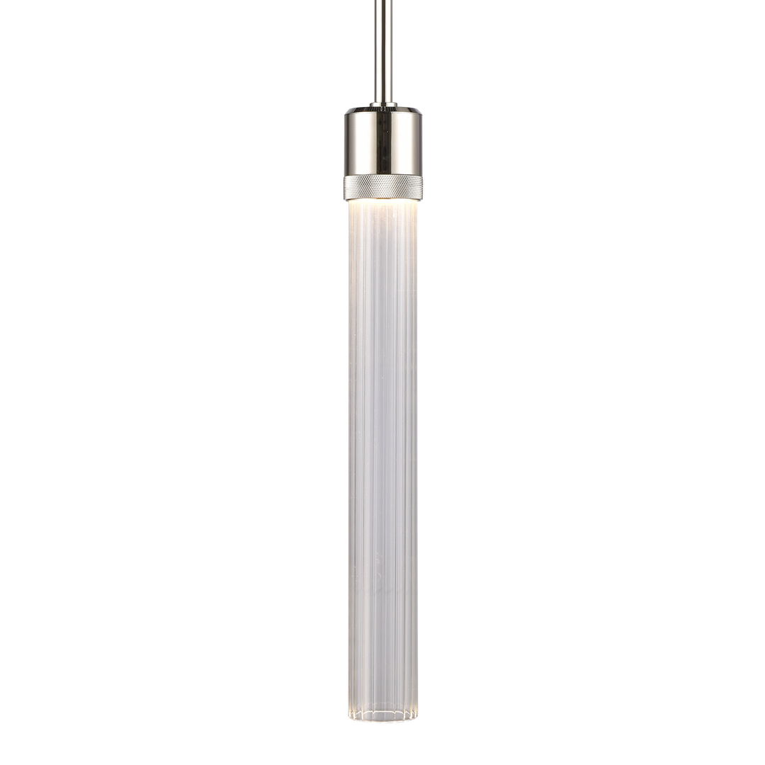 Zigrina Diamond Knurled LED Glass Pendant in Polished Nickel by Zeev