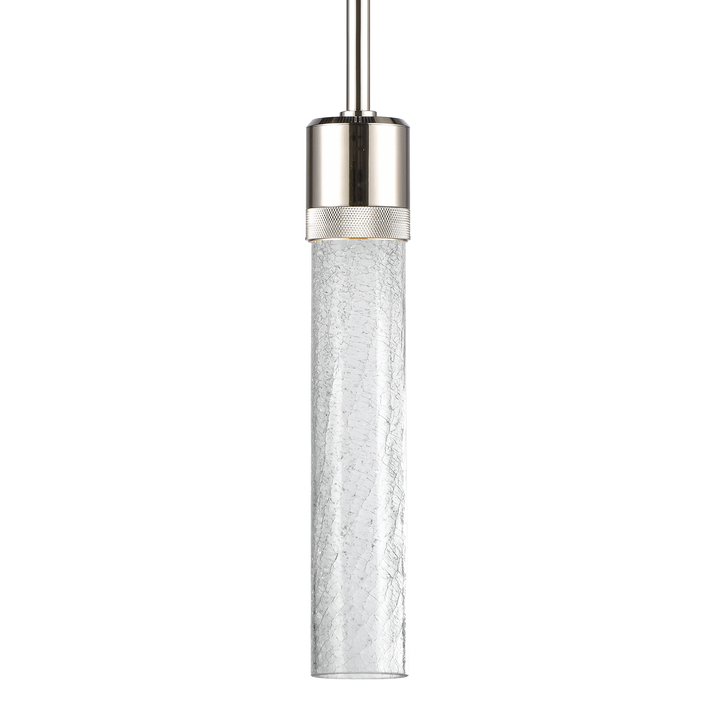 Zigrina Diamond Knurled LED Glass Pendant in Polished Nickel by Zeev