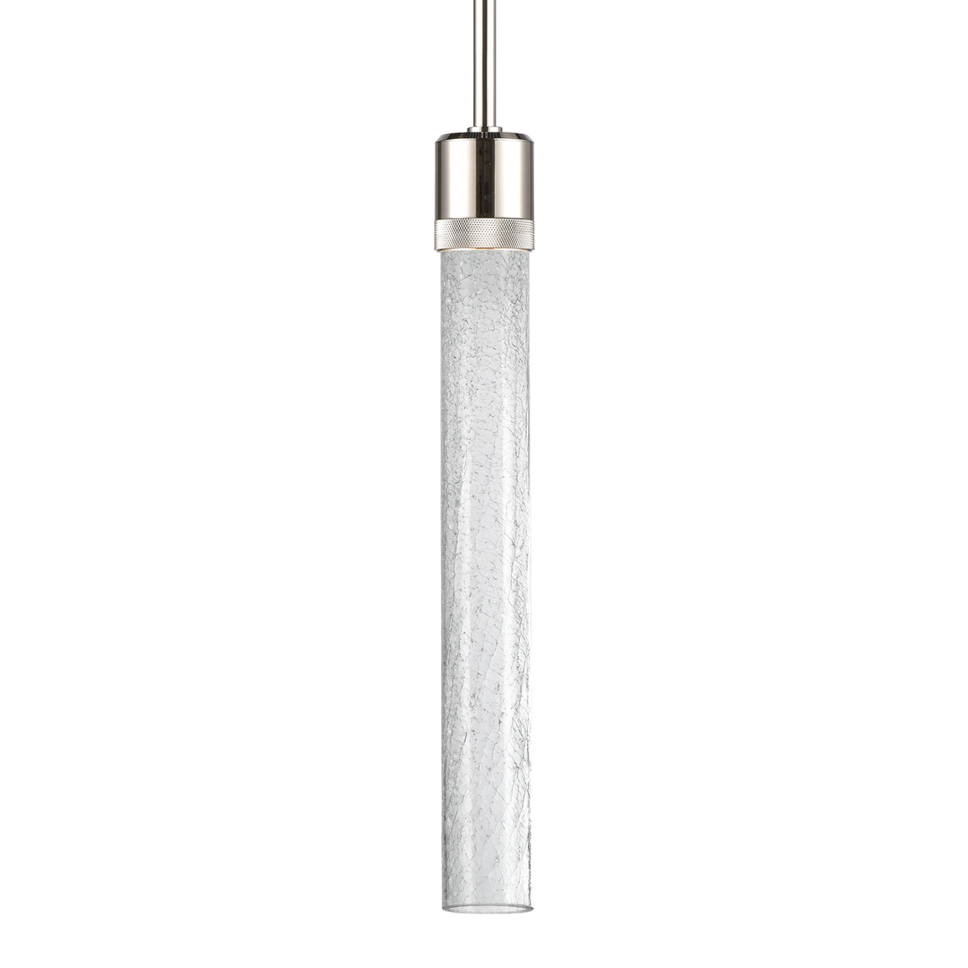 Zigrina Diamond Knurled LED Glass Pendant in Polished Nickel by Zeev