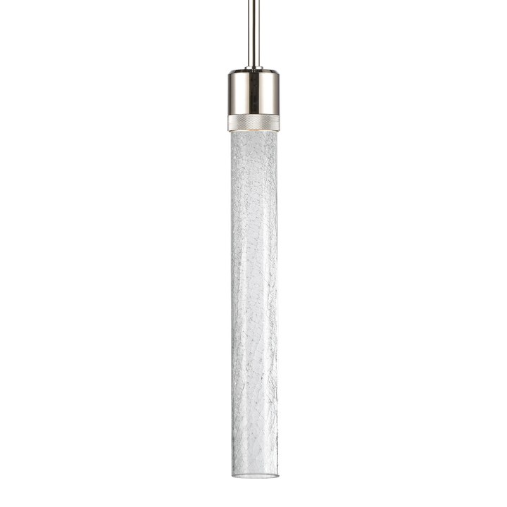 Zigrina Diamond Knurled LED Glass Pendant in Polished Nickel by Zeev