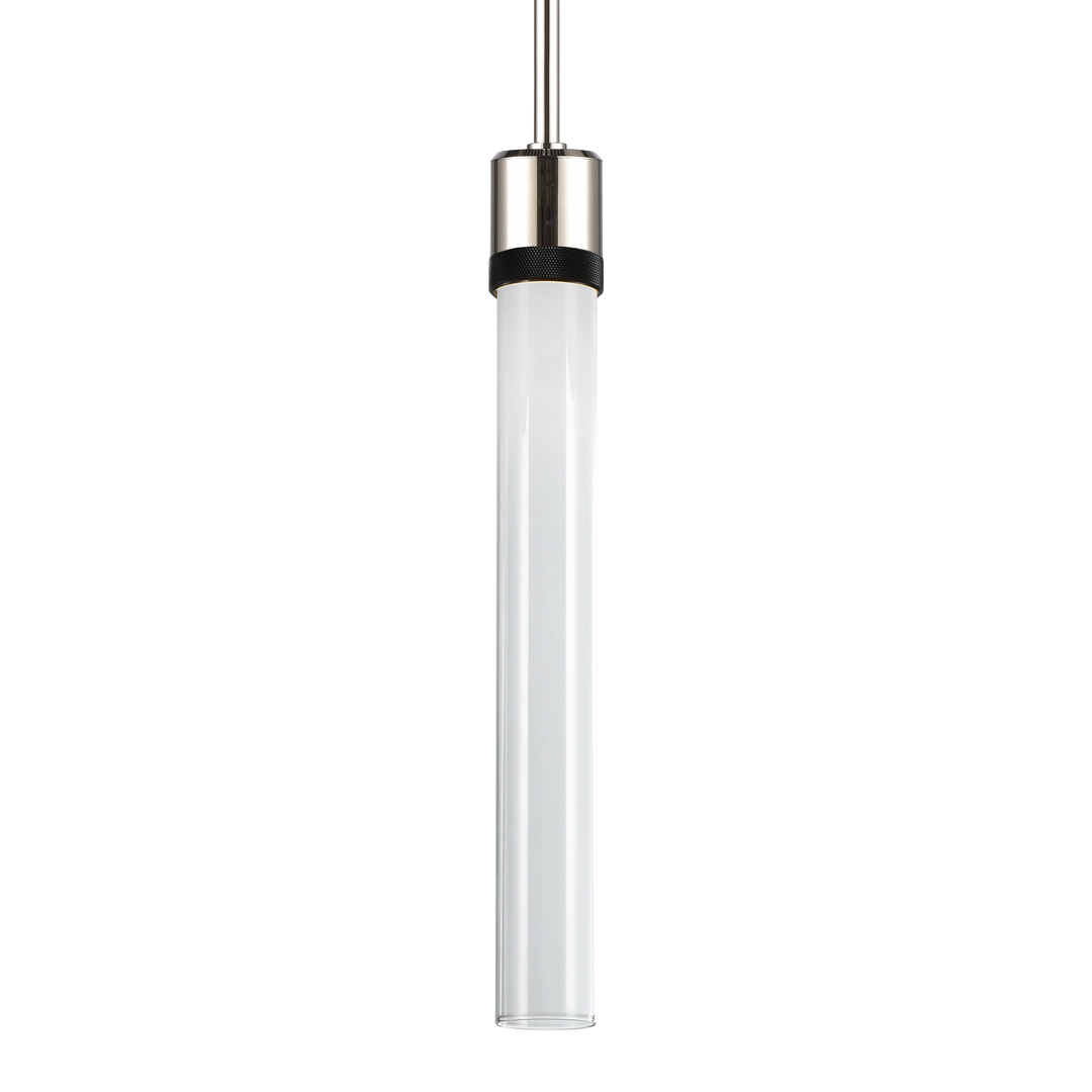 Zigrina Diamond Knurled LED Glass Pendant in Polished Nickel by Zeev