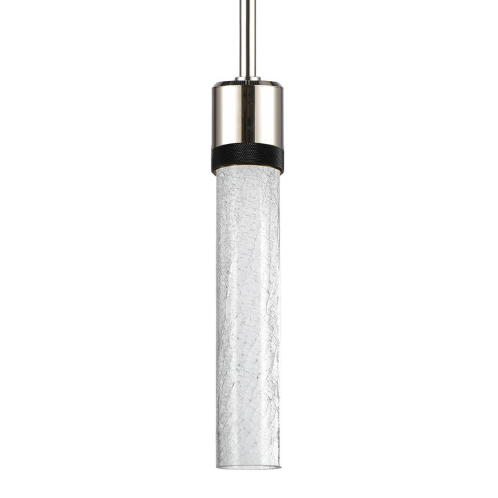 Zigrina Diamond Knurled LED Glass Pendant in Polished Nickel by Zeev