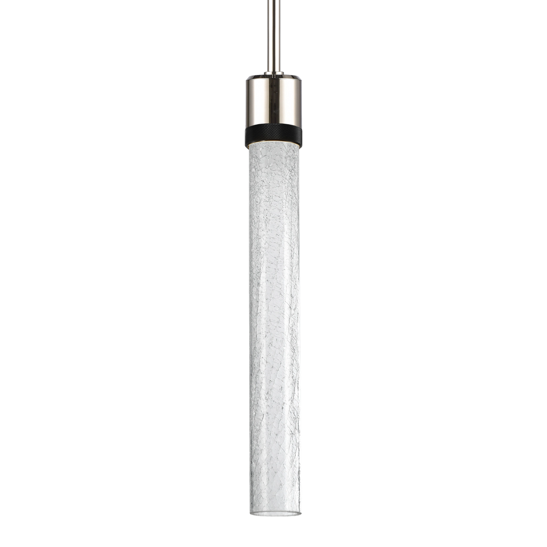Zigrina Diamond Knurled LED Glass Pendant in Polished Nickel by Zeev