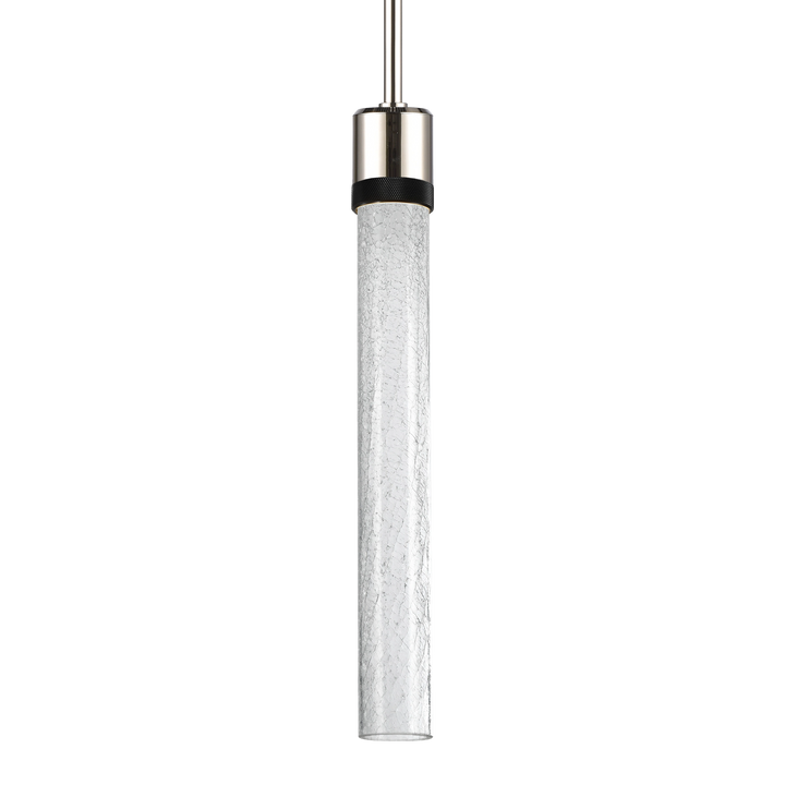 Zigrina Diamond Knurled LED Glass Pendant in Polished Nickel by Zeev