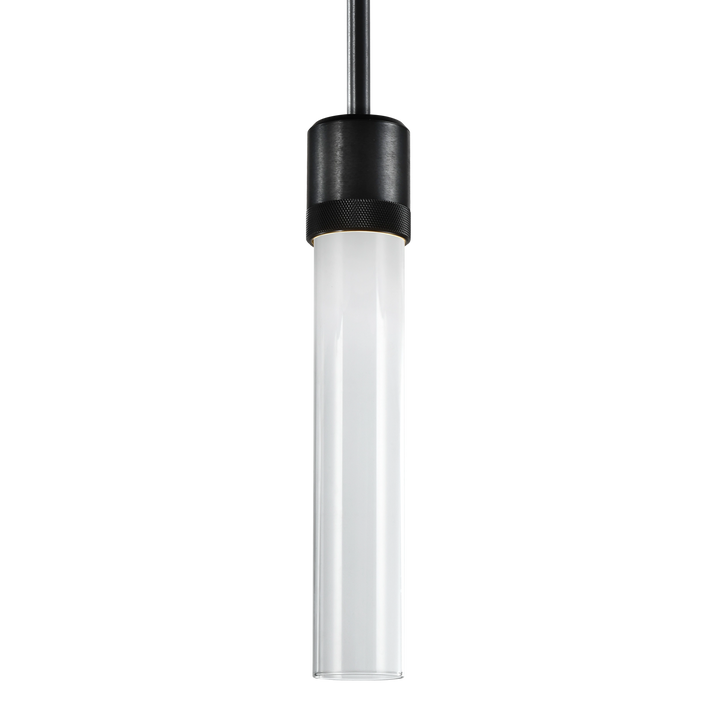 Zigrina Diamond Knurled LED Glass Pendant in Satin Brushed Black by Zeev