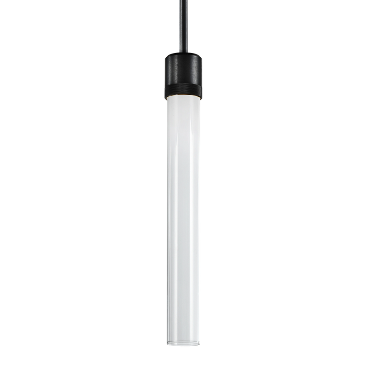 Zigrina Diamond Knurled LED Glass Pendant in Satin Brushed Black by Zeev