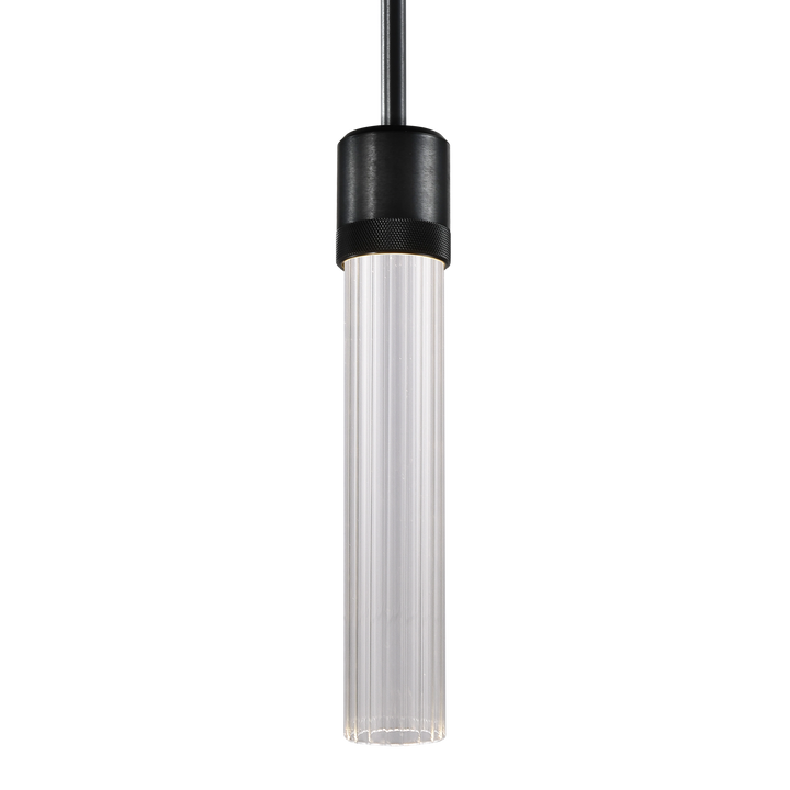 Zigrina Diamond Knurled LED Glass Pendant in Satin Brushed Black by Zeev