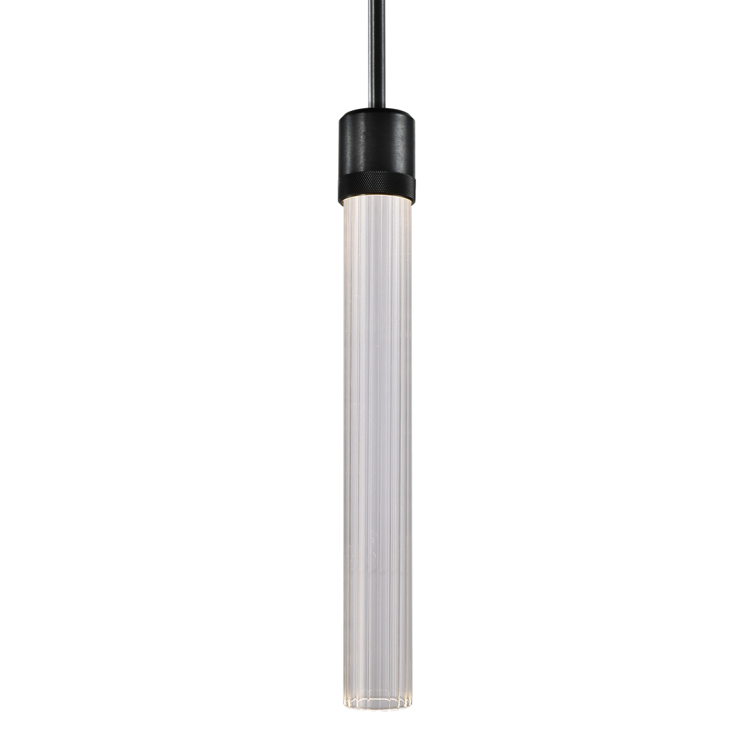 Zigrina Diamond Knurled LED Glass Pendant in Satin Brushed Black by Zeev