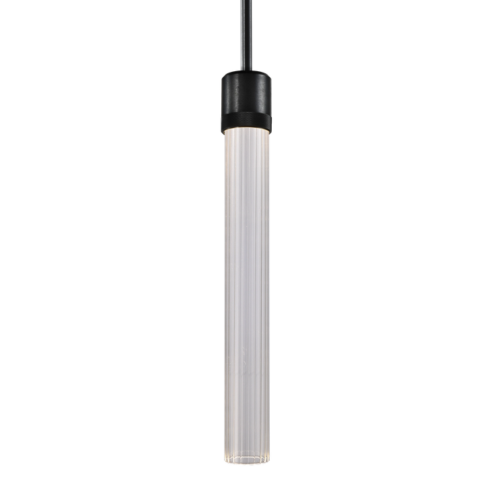 Zigrina Diamond Knurled LED Glass Pendant in Satin Brushed Black by Zeev