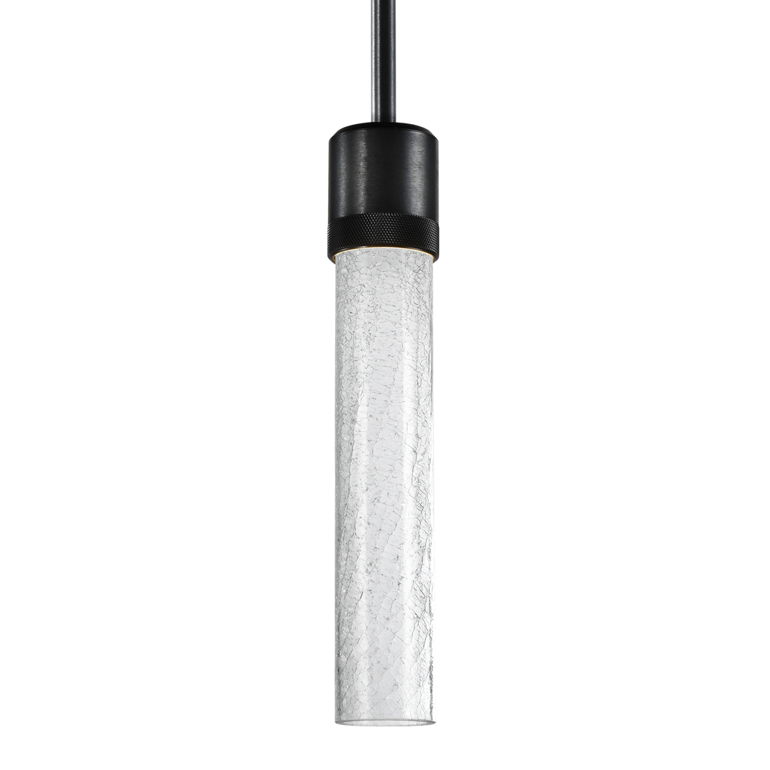 Zigrina Diamond Knurled LED Glass Pendant in Satin Brushed Black by Zeev