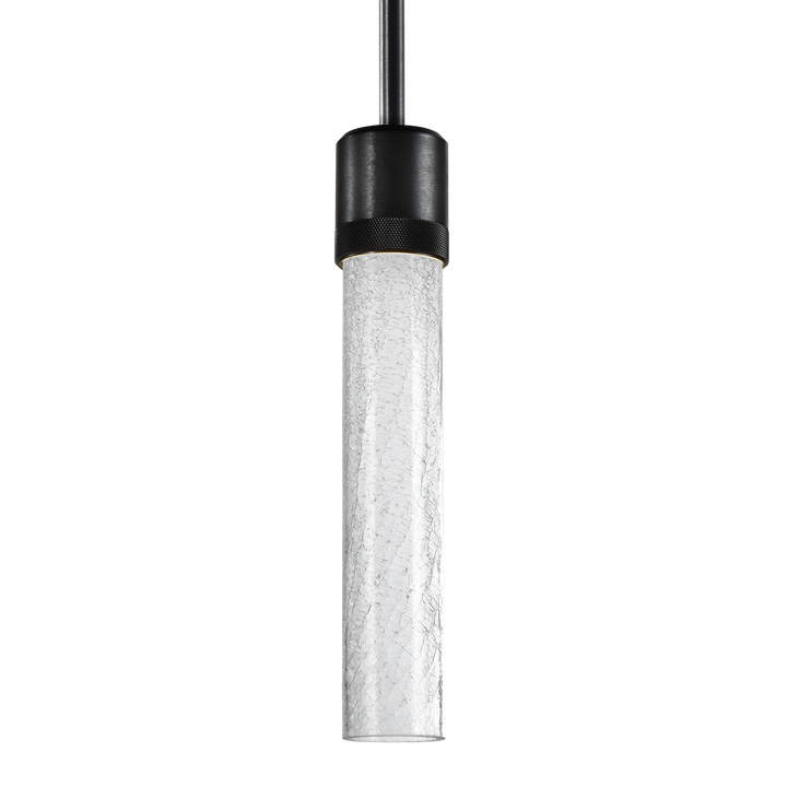 Zigrina Diamond Knurled LED Glass Pendant in Satin Brushed Black by Zeev