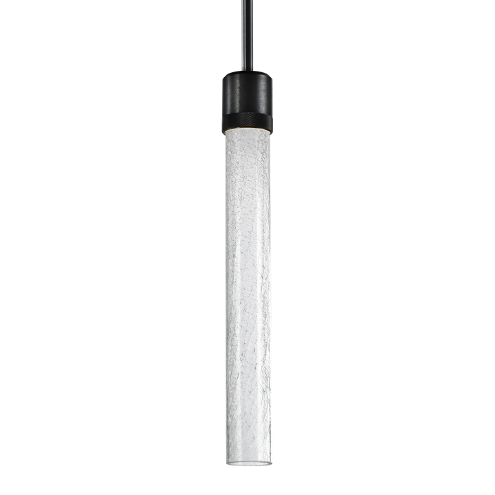 Zigrina Diamond Knurled LED Glass Pendant in Satin Brushed Black by Zeev