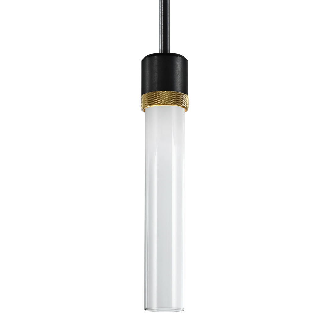 Zigrina Diamond Knurled LED Glass Pendant in Satin Brushed Black by Zeev