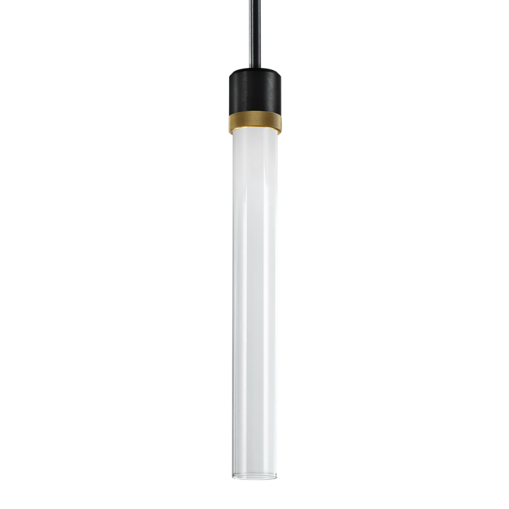 Zigrina Diamond Knurled LED Glass Pendant in Satin Brushed Black by Zeev
