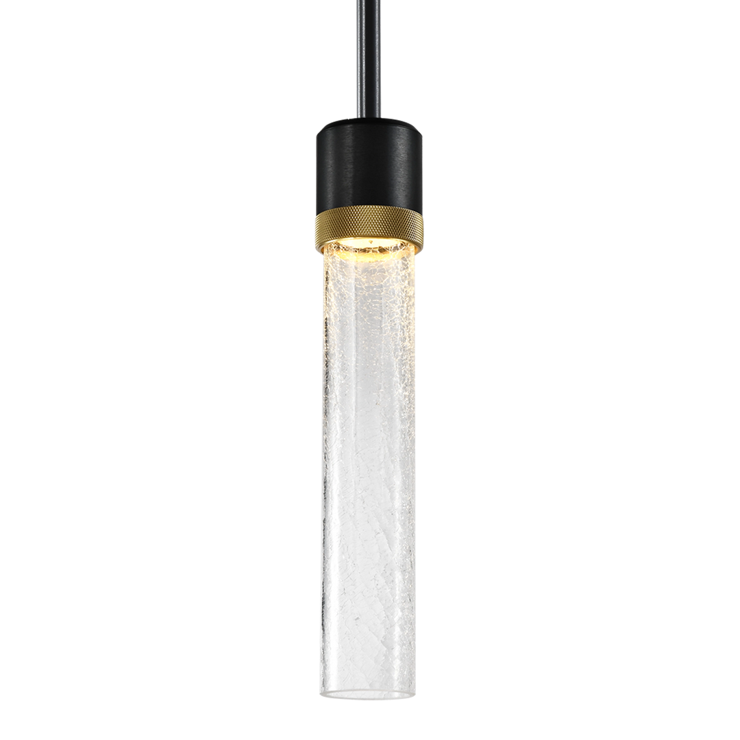 Zigrina Diamond Knurled LED Glass Pendant in Satin Brushed Black by Zeev